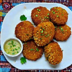 Sabudana Potato Cutlet 2 SABUDANA POTATO CUTLET WITH CURD CHUTNEY